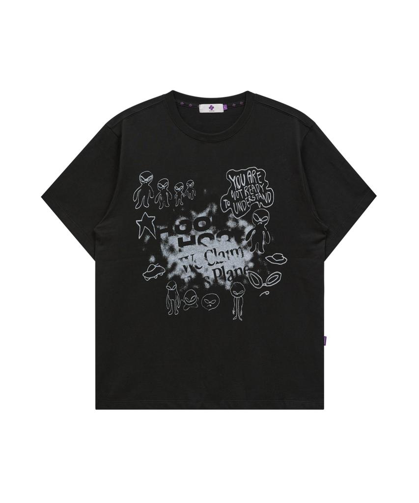 HOODHOOD Doodle Alien Short Sleeve T-Shirt Black
