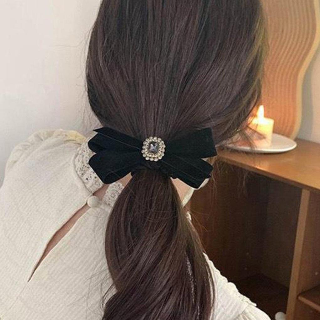 

Женская ежедневная бархатная повязка на голову с декоративными кристаллами, кольцо для волос black