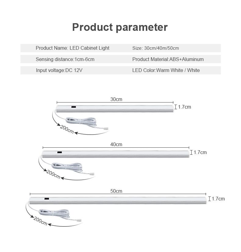 Hand Sweep Motion Sensor LED Lights Aluminum Bar Light Display Cabinet Wardrobe Lamp Backlight For Kitchen Night Lighting DC12V