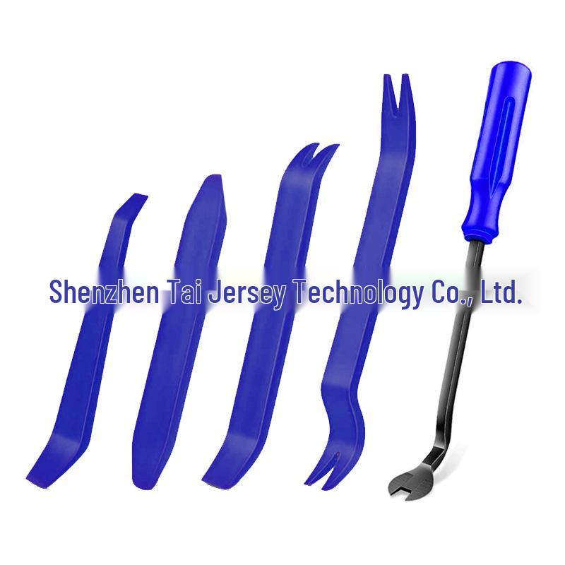 Car Audio & Door Panel Pry Tool Set: 6-inch Trim Clip Removal, 5-Piece Plastic Pry Bar Kit