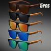 5 Pairs of Retro Full Frame Wood Grain Legs Classic Color Reflective Women's and Men's Fashionable Glasses