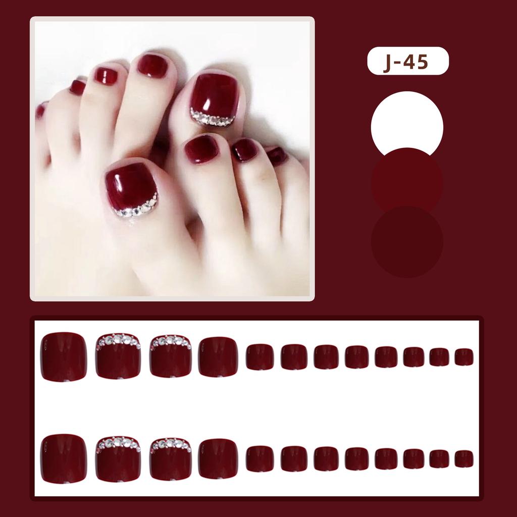 24Pcs Glossy Lake Blue Press On Toenails Full Coverage Artificial Acrylic Fake Toe Nails Removable Wearable Nail Art