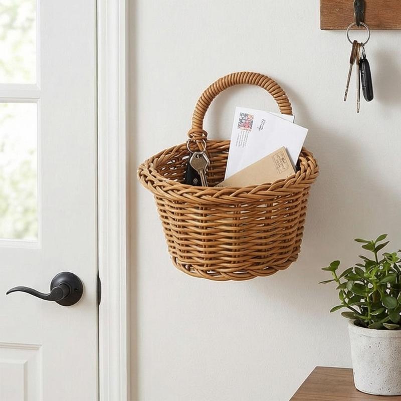 Light weight Durability Woven Willows Wall Mounted Hanging Planter Basket For Home Gardens Decoration