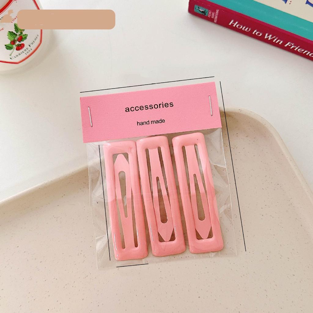 Épingles à cheveux simples givrées pour filles, 3 pièces, pinces à cheveux carrées, ovales, Triangle, pour enfants, épingles à cheveux, cliquez sur clac