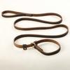 Real Leather Dog Leash Soft Adjustable Loop Collar Pet Slid Leads P Chain Heavy Duty Training Leash for Medium Large Dogs