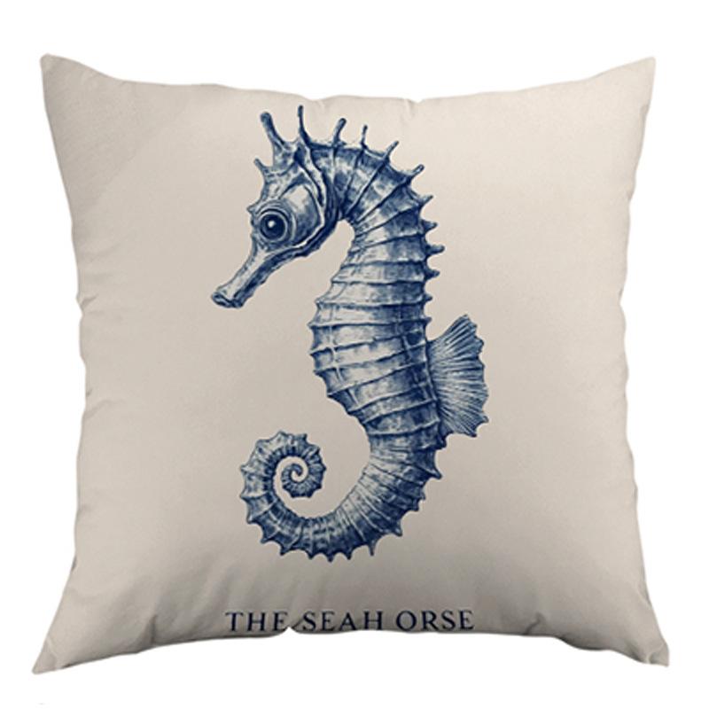 

New Pillowcase Ocean Series Seahorse Coral Pattern Pillow Office Pillow Pillowcase Short plush 45X45CM pillow cover