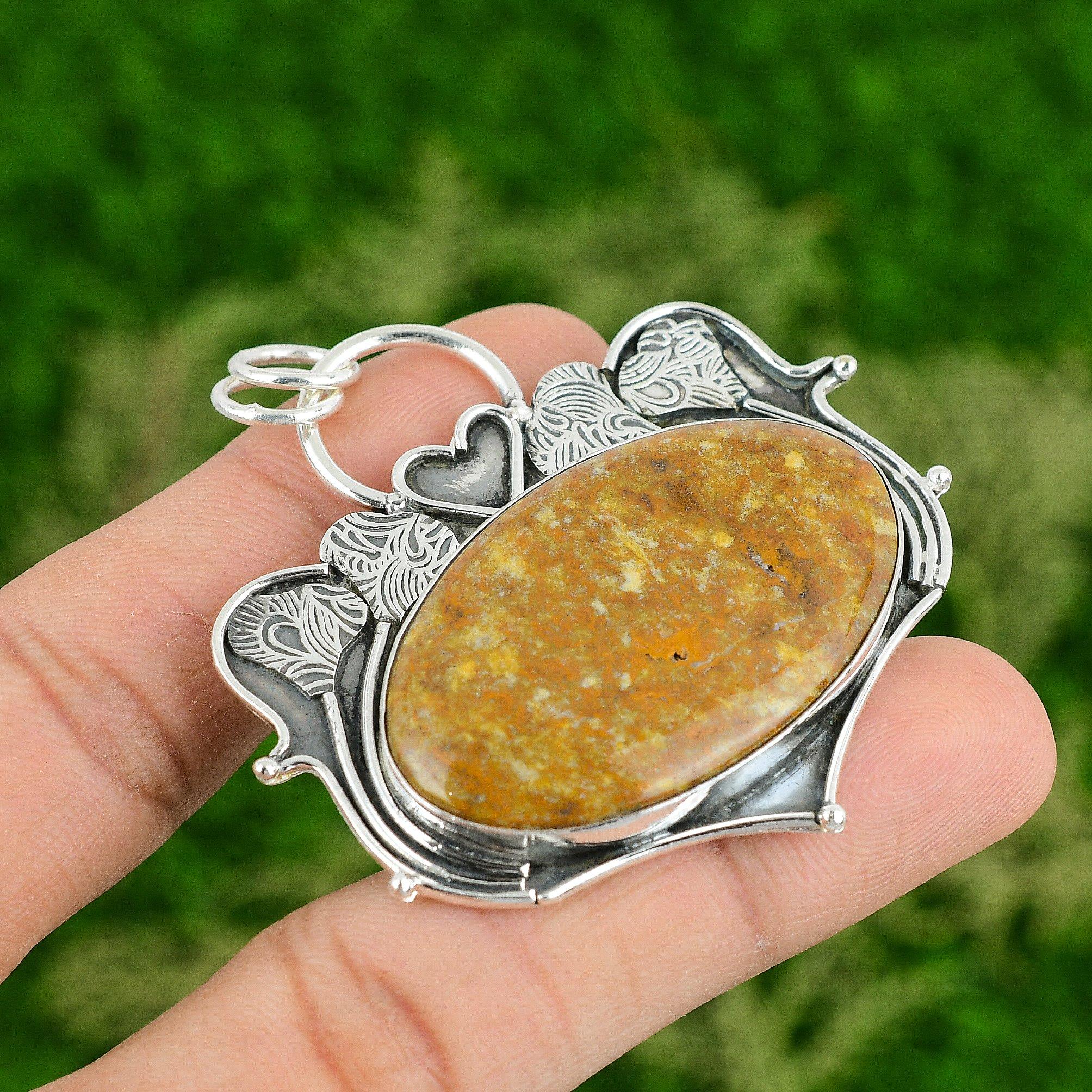 

Oval Ocean Jasper Stone 925 Sterling Silver Birthday Wife Anniversary Pendant