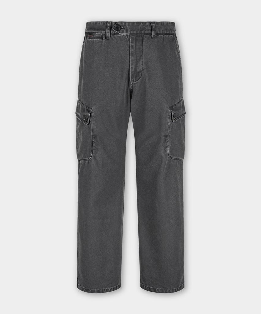 BIRBANTE Garment-Washed Cargo Chino Pants - Dark Grey