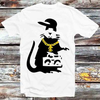 230 Gsm 100% Cotton Banksy Gangsta Rat T Shirt Vintage Retro Gift Mens Womens Unisex Cartoon Anime Top Tee B1207