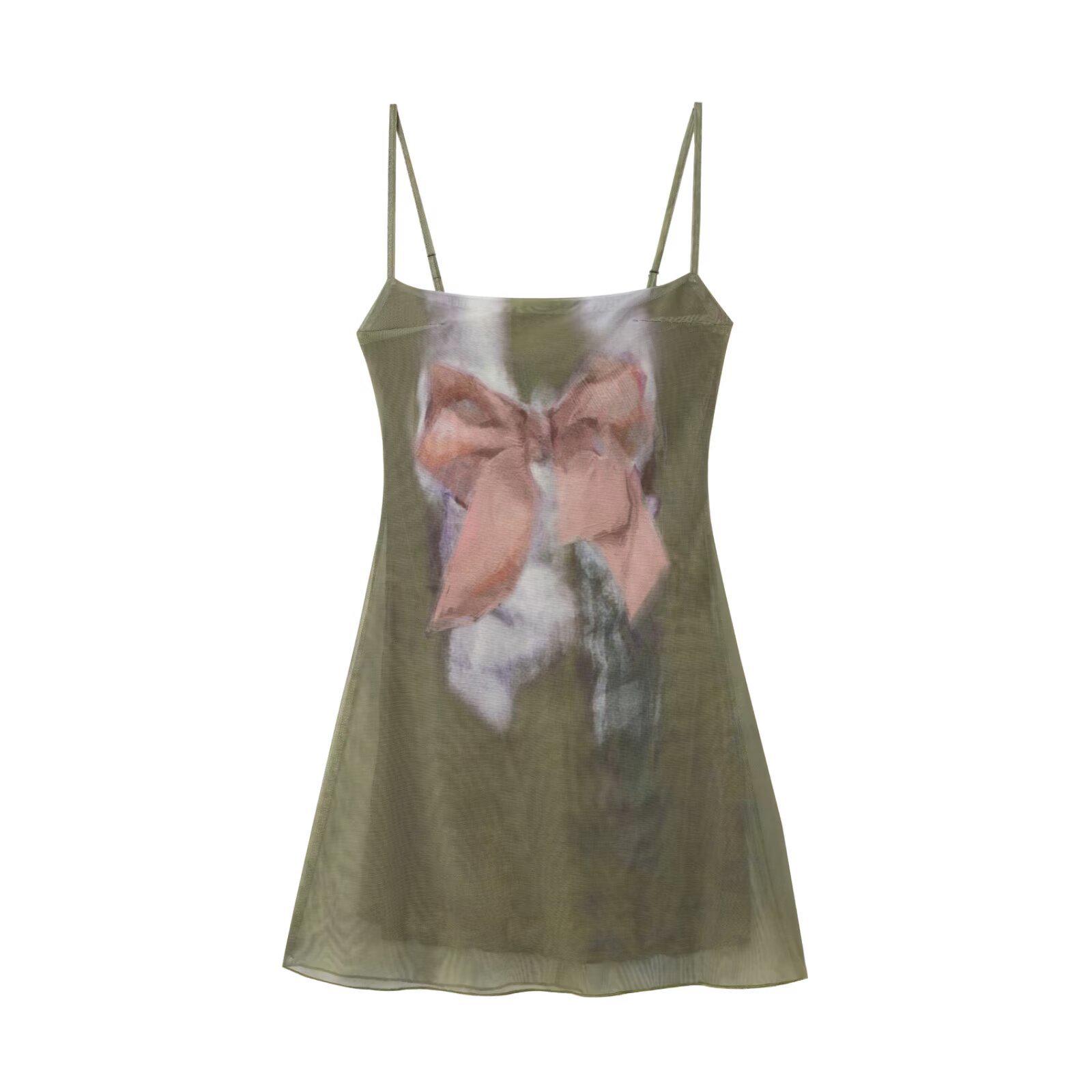 

2025 Spring Women s European & American Style Slimming French Bow Short Dress L зелёный