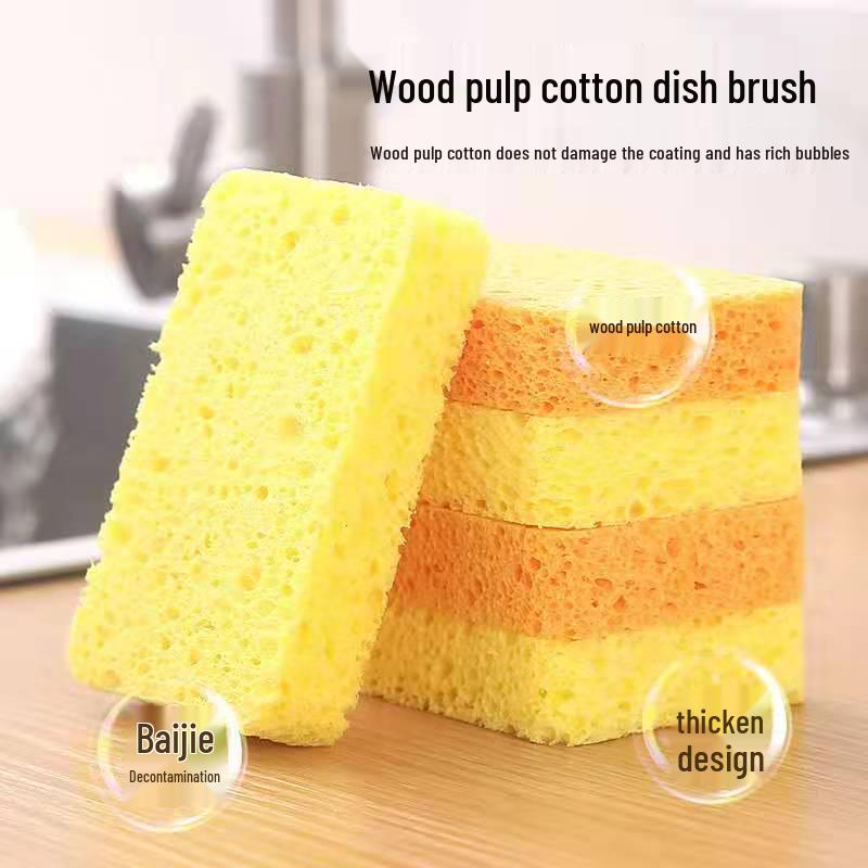 Natural Wood Pulp Cotton Scouring Sponge: Absorbent Magic Eraser for Kitchen and Dish Cleaning