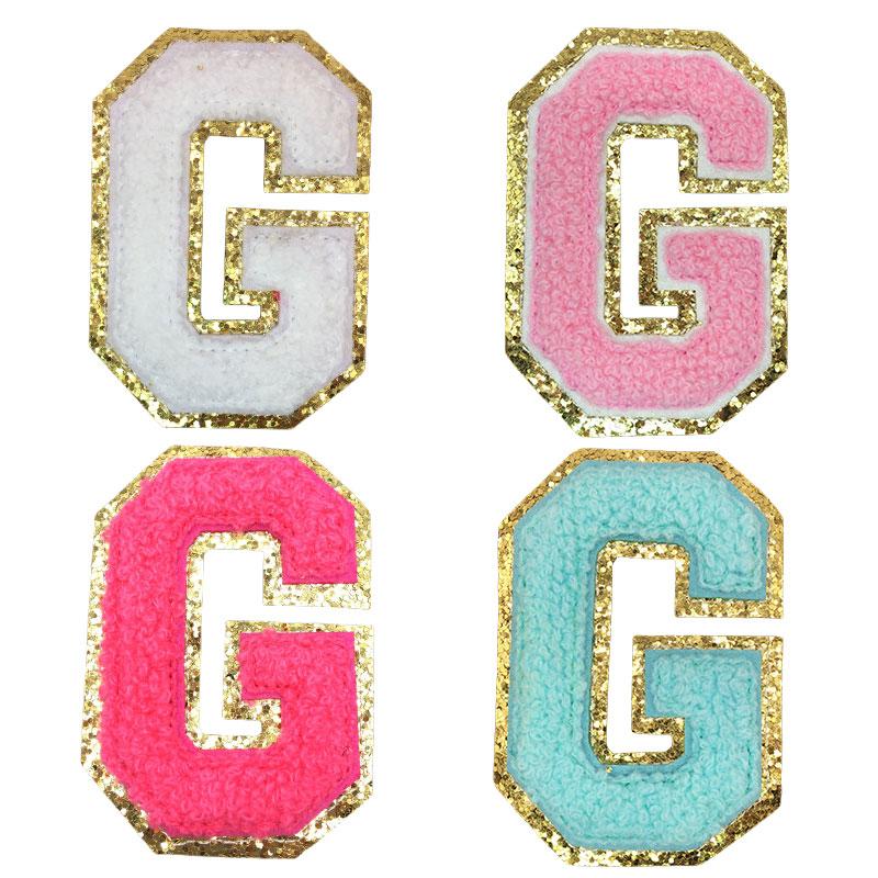 4Pcs Chenille Letters Patches Embroidery Iron On Letters Patch Appliques For Clothing Sticker Diy Accessories Large Size: 8.2Cm