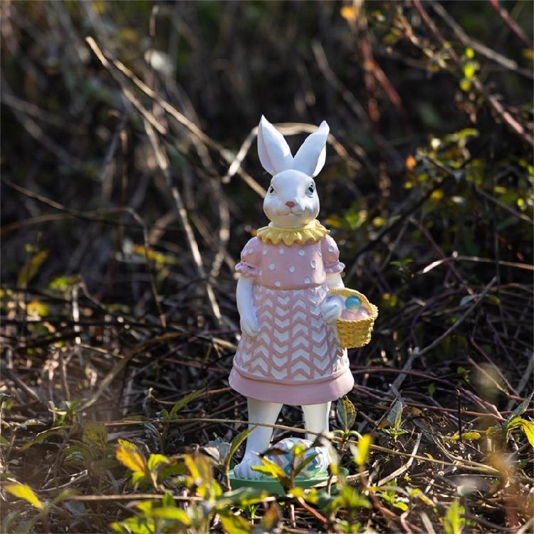 Spring Home Decors Bunnies Resins Sculpture with Colorful Eggs Easters Table Rabbit Figurine for Farmhouses Decoration