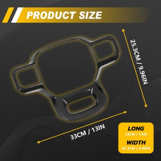 Carbon Fiber Steering Wheel Frame Cover Trim Decal Fits -2025 Ford F150 ABS