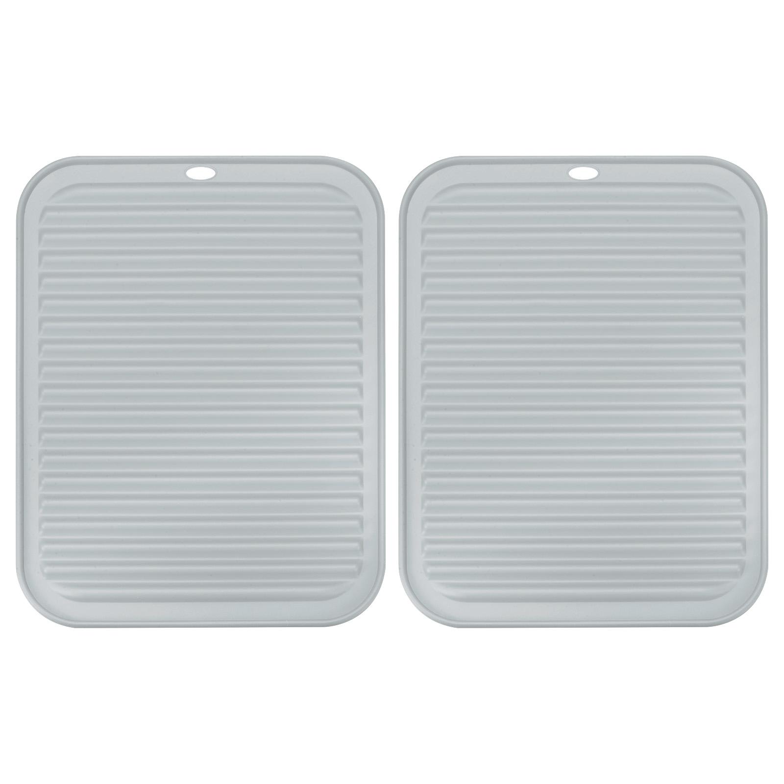 

2pcs Uxcell Dish Drying Mat Set 12 x 9 Silicone Reusable Drain Pad Heat Resistant Suitable for Kitchen Counter Fridge Drawer 30 x 23 x 0.6 cm