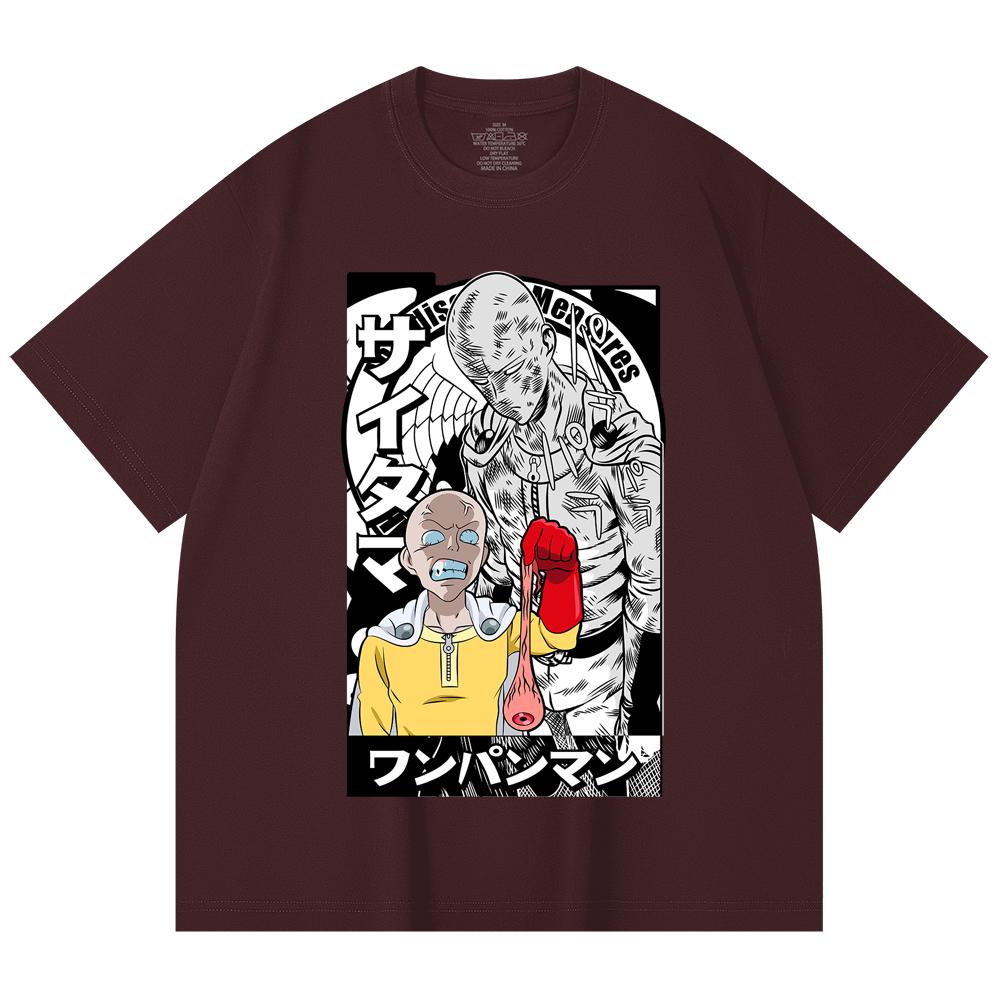 

230 Gsm 100% Cotton One Punch Man V6 Saitama Print Unisex Heavy Cotton T Shirt 2XL