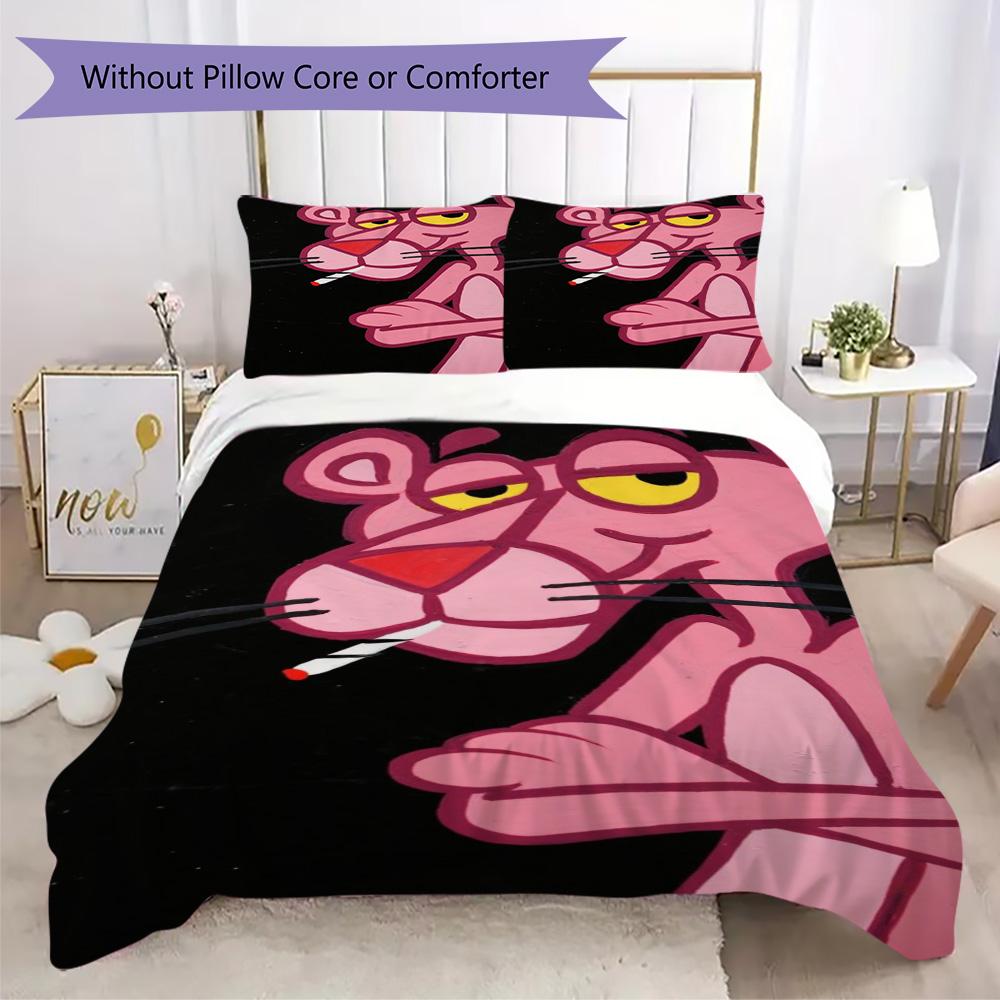 Pink Leopard Print Pattern Bedding,Quilt Set Quilt Cover Pillowcase Home Birthday Gift (1*duvet Cover+2*pillowcase,without core)ZSJT0917173