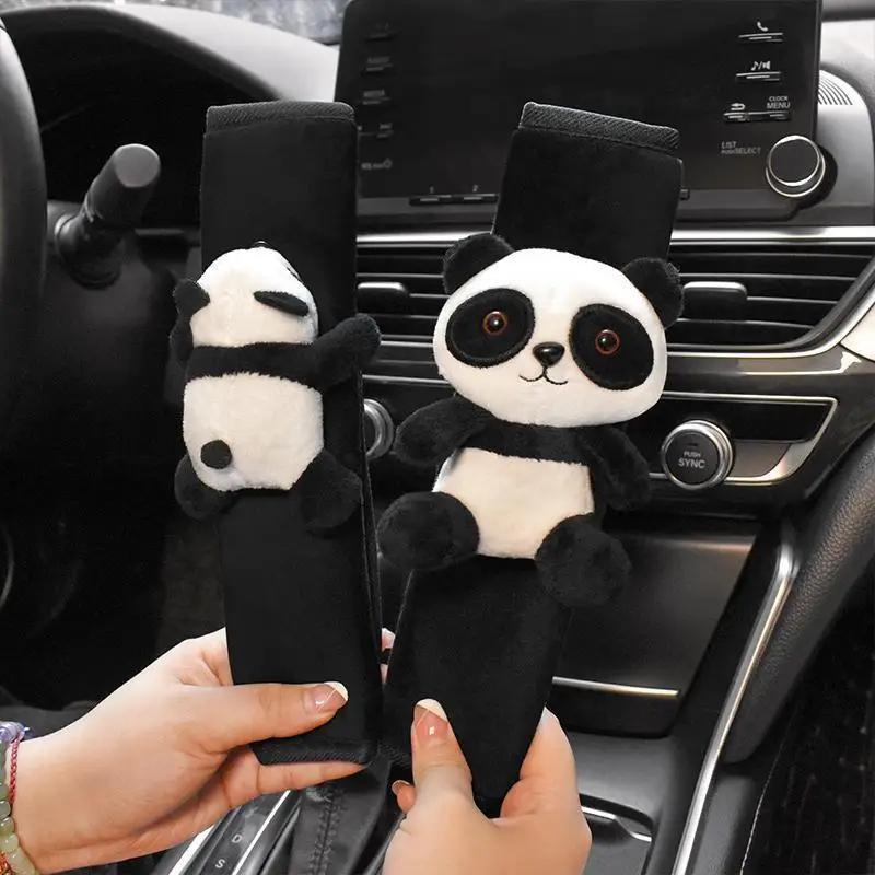 New Cartoon Animal Car Seat Belt Shoulder Pad Cover Cute Panda Doll Decoration Cover Soft Car Accessories Interior Woman Kids