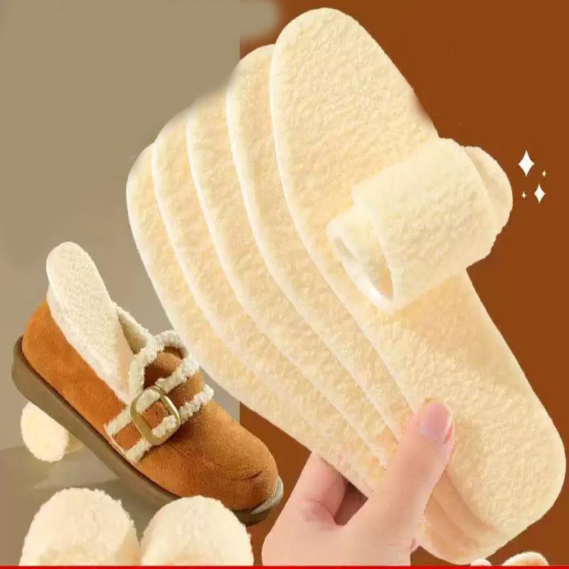 Adjustable Warm Insoles with Fleece and Thickened Lambskin Comfortable Cashmere and Cotton Insoles Snow Boots