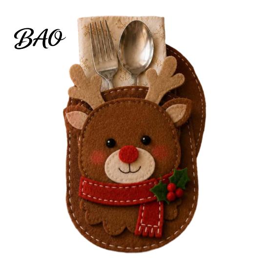 Gingerbread Table Accent Christmas Felt Cutlery Holder DIY Kit, Holiday Flatware Pouch Craft Setting Organizer Set, Handmade Utensil Sleeve for Dinner