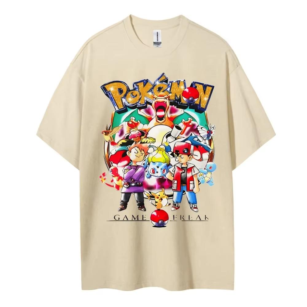 2026 Pokemon T-shirt Unisex's Pure Cotton Casual Round Neck T-shirt Short Sleeve Clothing Summer Sports Casual Short Sleeve
