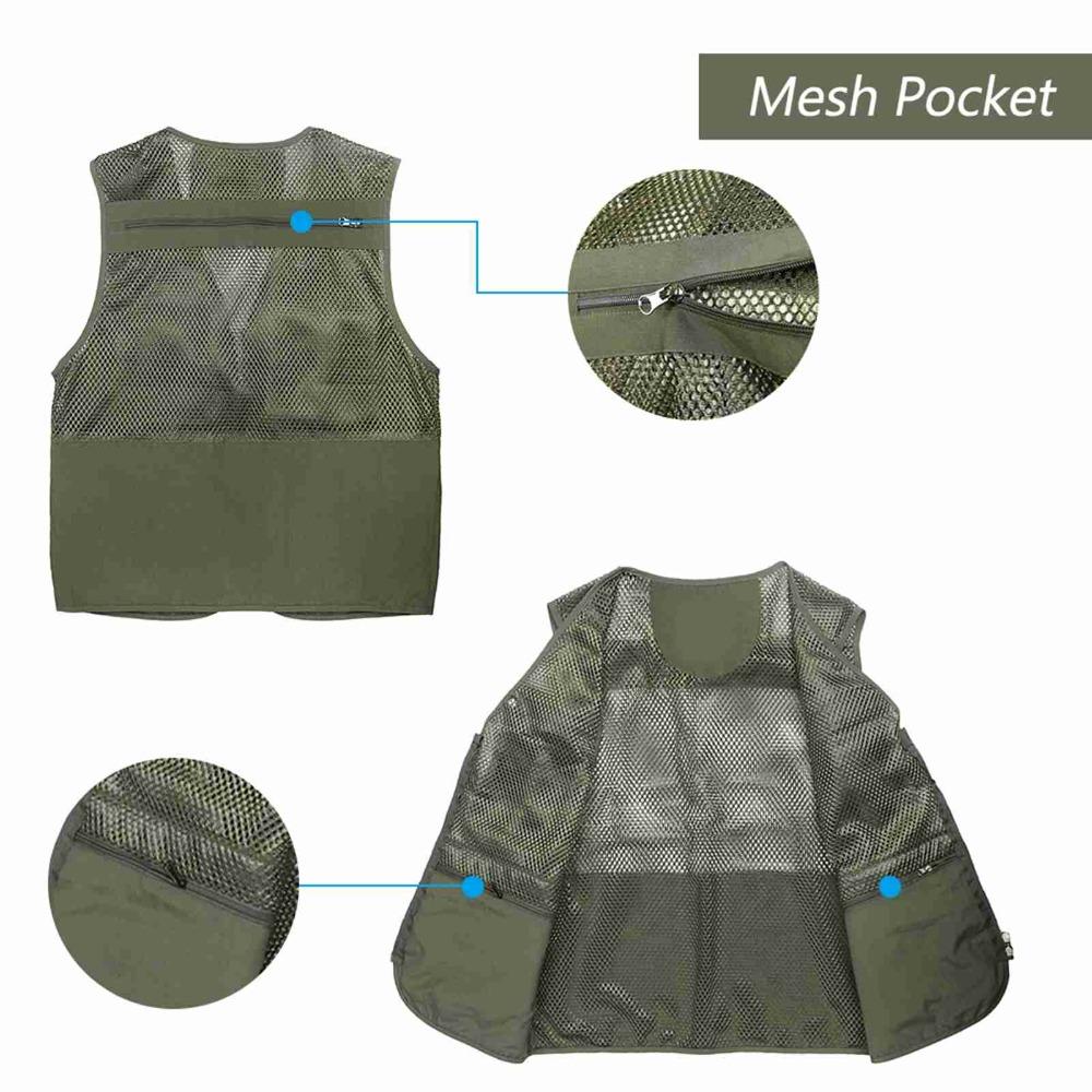 With 16 Pockets Fishing Vest Lightweight Outdoor Vest Durable Travel Vest  Safari