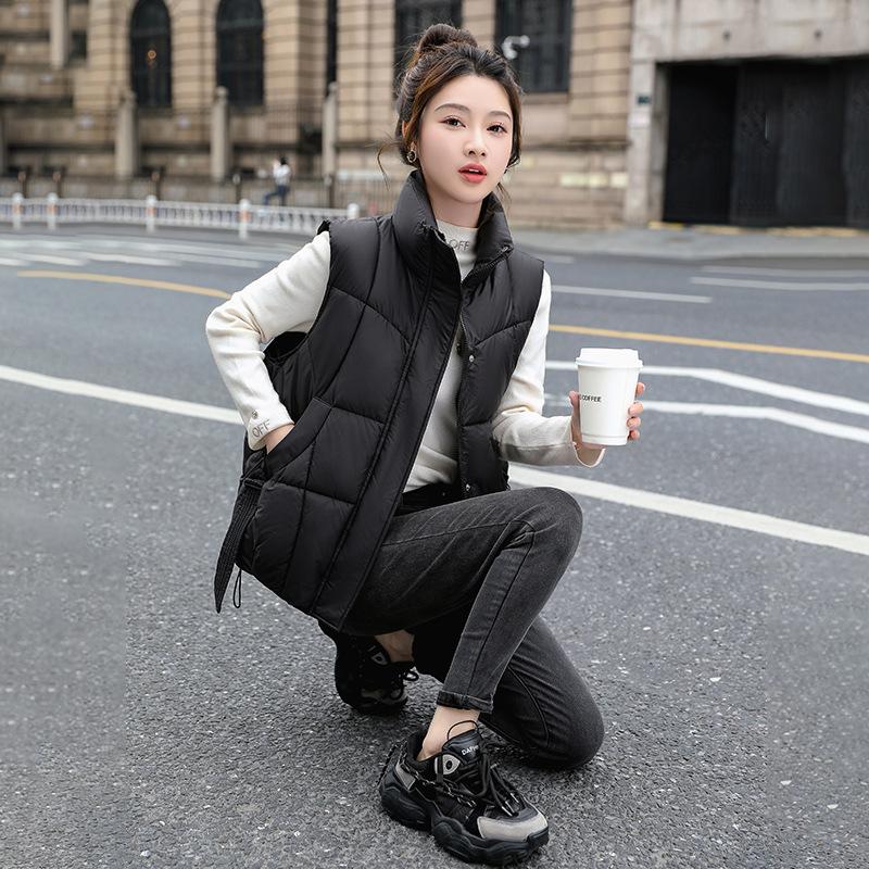Plus Size Cotton Vest Women's Fall and Winter Loose Stand-up Collar Cotton Undershirt Shoulders Sleeveless Jacket Fashion Waistcoat