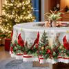 Christmas-Themed Round/Square Table Cloth, Cardinal Pine Cone Snow Pattern, Table Decoration Cloth, Festive Atmosphere