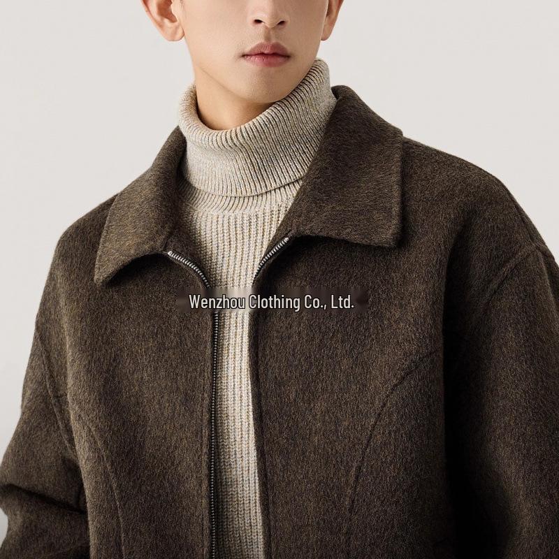 Italian Vintage Style Men's Double-Faced Wool Lapel Coat