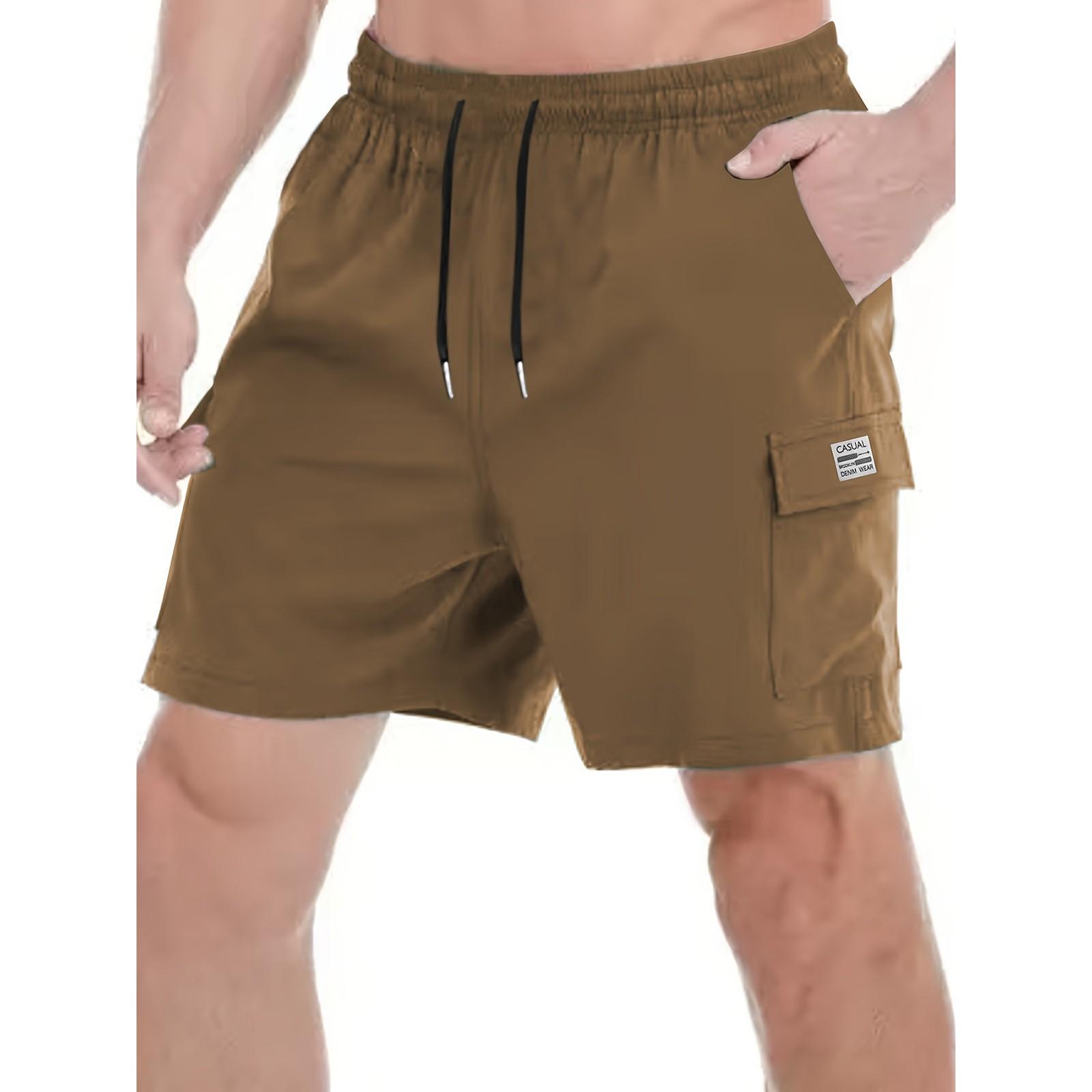 

Men s Elastic Waist Lightweight Breathable Casual Sports Shorts with Side Pockets and Adjustable Drawstring for Outdoor Activities XXL коричневый