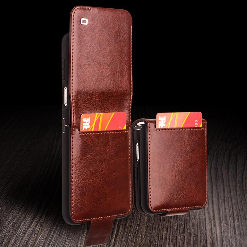 100% Přírodní Pravá Kůže Pouzdro pro Samsung Galaxy Z Flip5 5G Prémiové Peněženkové Kryt z Hovězí Kůže pro Samsung Z Flip 5