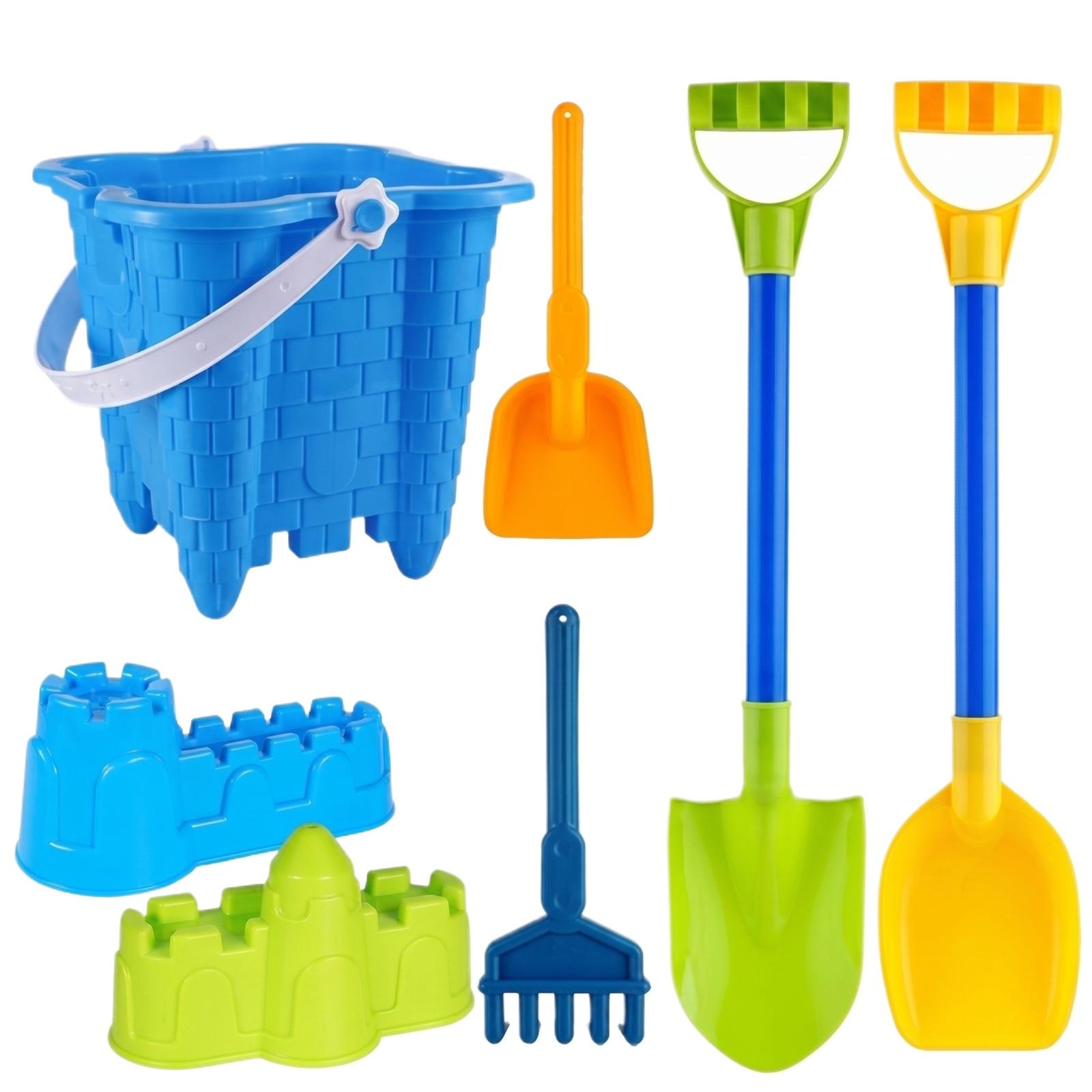 

Beach Toy Set with Bucket Shovels Rake and Castle Molds for Outdoor Sand Water Play Durable Plastic Construction One Size