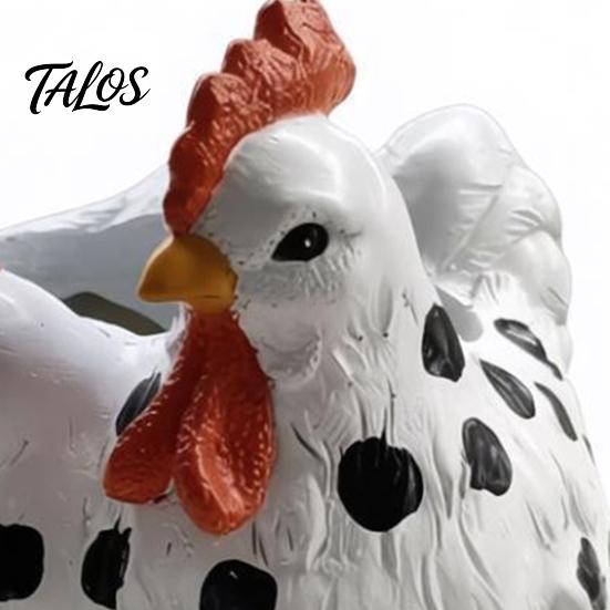 Indoor Living Room Plant Holder Chicken Family Resin Planter, Cute Pot, Decorative Container for Bedroom Farmhouse Succulents Outdoor Decor Whimsical