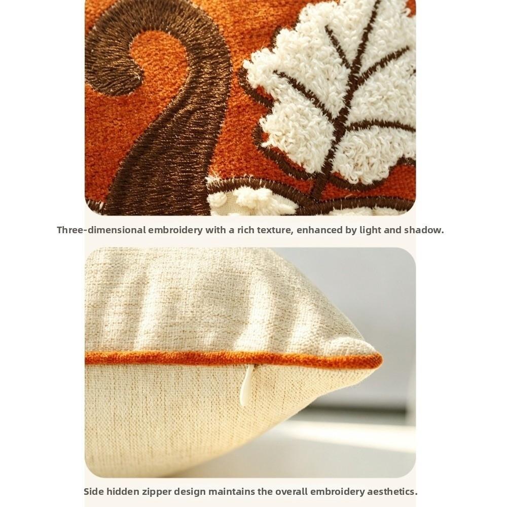 Chenille Throw Pillow Covers Maple Leaves Halloween Pillowcase Pillow Protectors Seasonal Decor