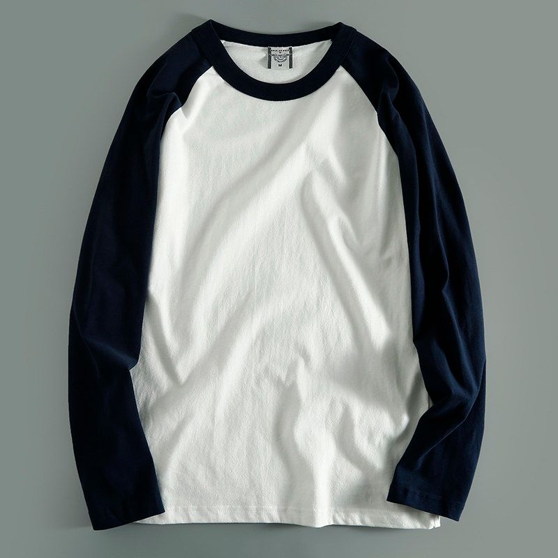 Trendiges japanisches gebürstetes Farbmatching lässiges Rinderprodukt Langarm-T-Shirt