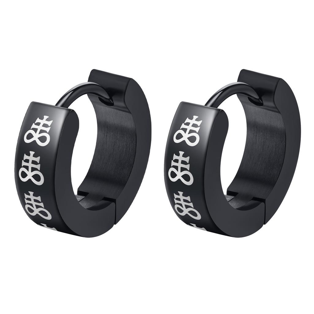 Black Viking Thors Hammer Earrings for Men Boys, Waterproof Stainless Steel Hoop Huggie Earring Jewelry, brincos masculinos