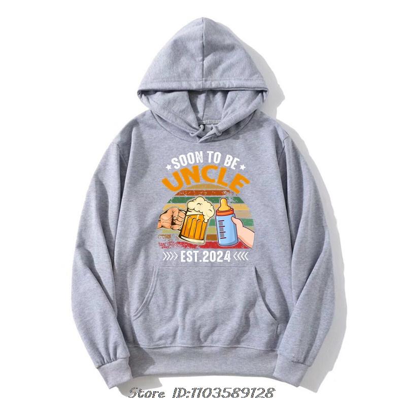 Soon To Be Uncle Again 2024 Funny Pregnancy Announcement Dad Hoodie Cotton Streetwear Hoody Birthday Gifts Sweatshirt Tops