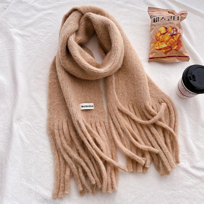 Ankara red wool Christmas solid color wool scarf women's winter high-end atmosphere shawl