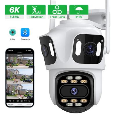 Externí WiFi 6K HD IP kamera Tři obrazovky Kamera 4K Venkovní 4K automatické sledování se dvěma čočkami Zabezpečení PTZ kamera Sledování iCsee