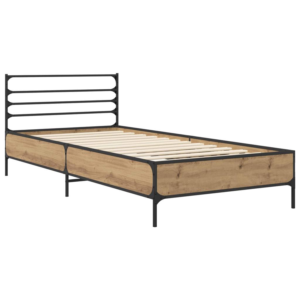 Bed Frame Rustic Oak Design 80 x 200 cm Engineered Wood