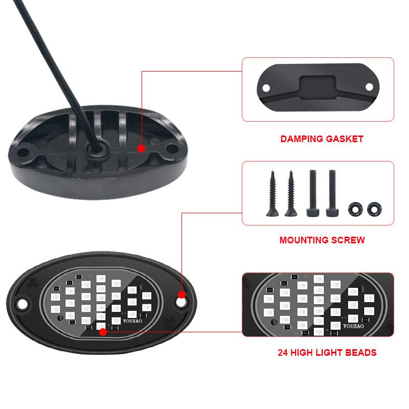 1Pcs Car Chassis Lights 24LED Single Color High Bright Multilcolor For Car Motorcycle Chassis Undergolw Decorative Ambient Lamps