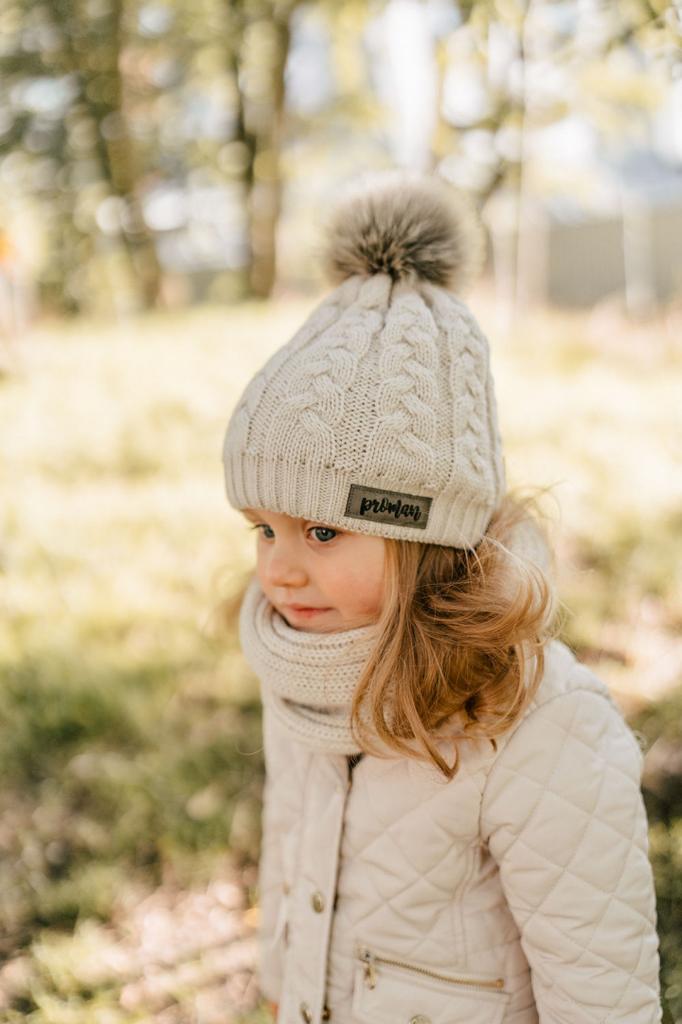 Fleece-lined winter hat and scarf for children