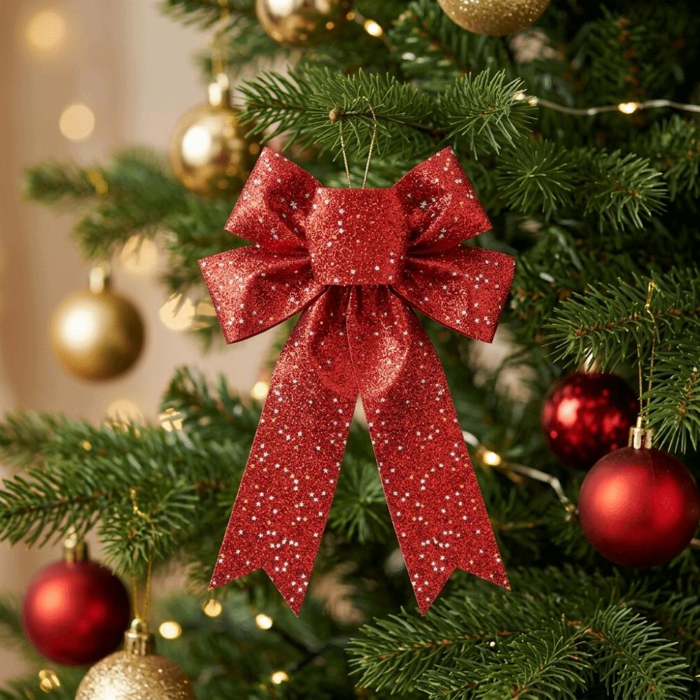 Creative Bow Christmas Decoration Sparkling Christmas Bow Decorations  Xmas Party Supplies