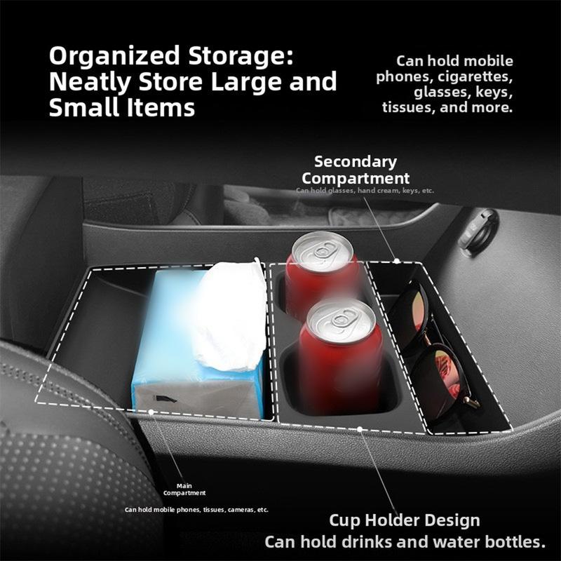 Caixa de Armazenamento para Carro Bandeja de Console Central Construção em TPE Design que Economiza Espaço Otimiza o Espaço Interior Serve para Santa Fe 24-26