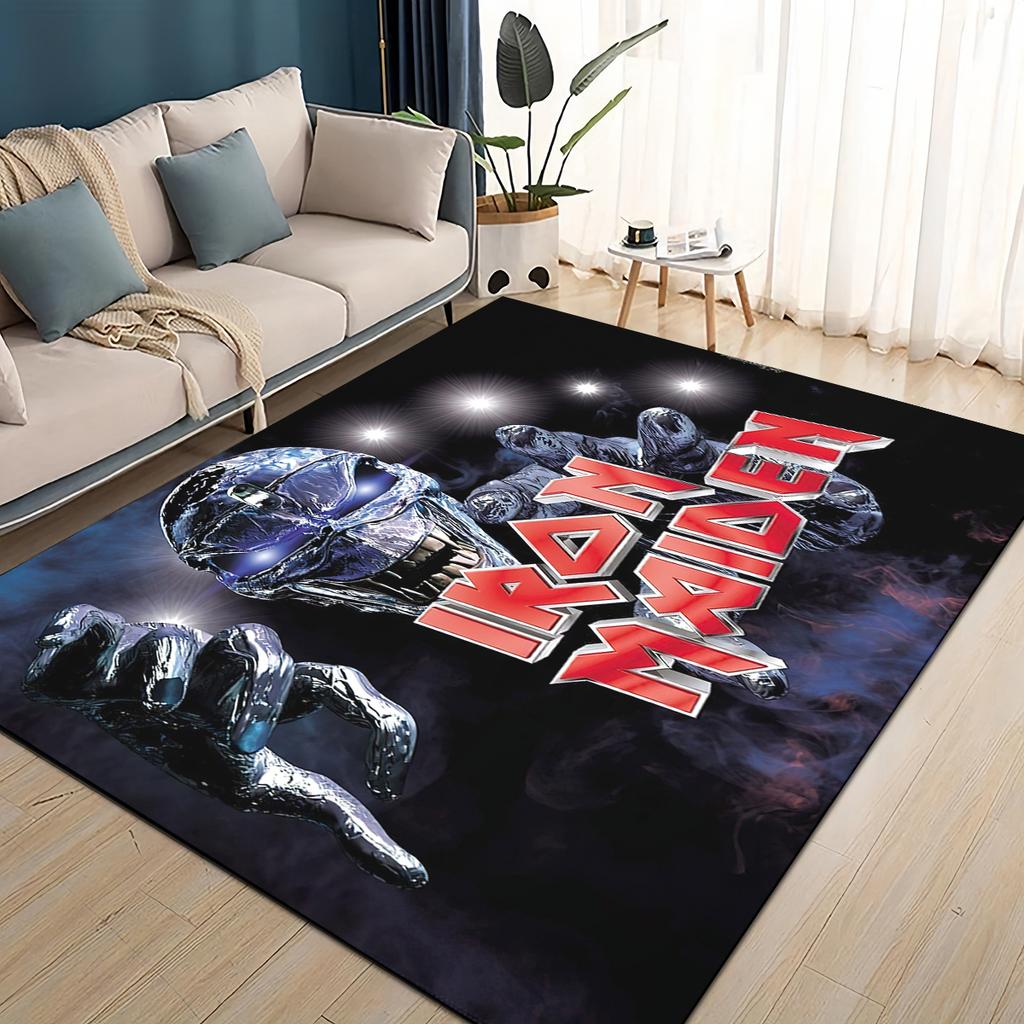 3D I-RON M-Maidens Meital Band Carpet Rug for Living Room Bedroom Home Sofa Decoration,Kids Play Non-slip Floor Mat