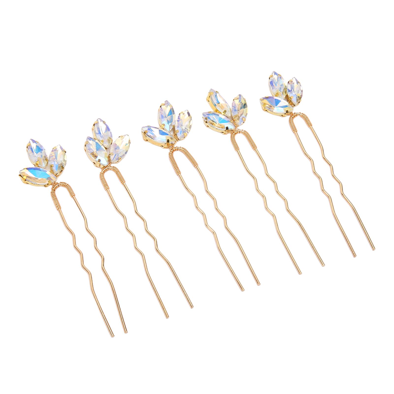 

5Pcs Crystal Flower Hair Pins Simple Retro Elegant Shiny Light Rhinestone Hair Piece for Party Wedding Bouquet