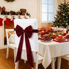 2026 New Polyester Christmas Red Velvet Chair Bows For Wedding Party Decor Soft And Easy To Stretch Bow Shaped Wine Red Velvet