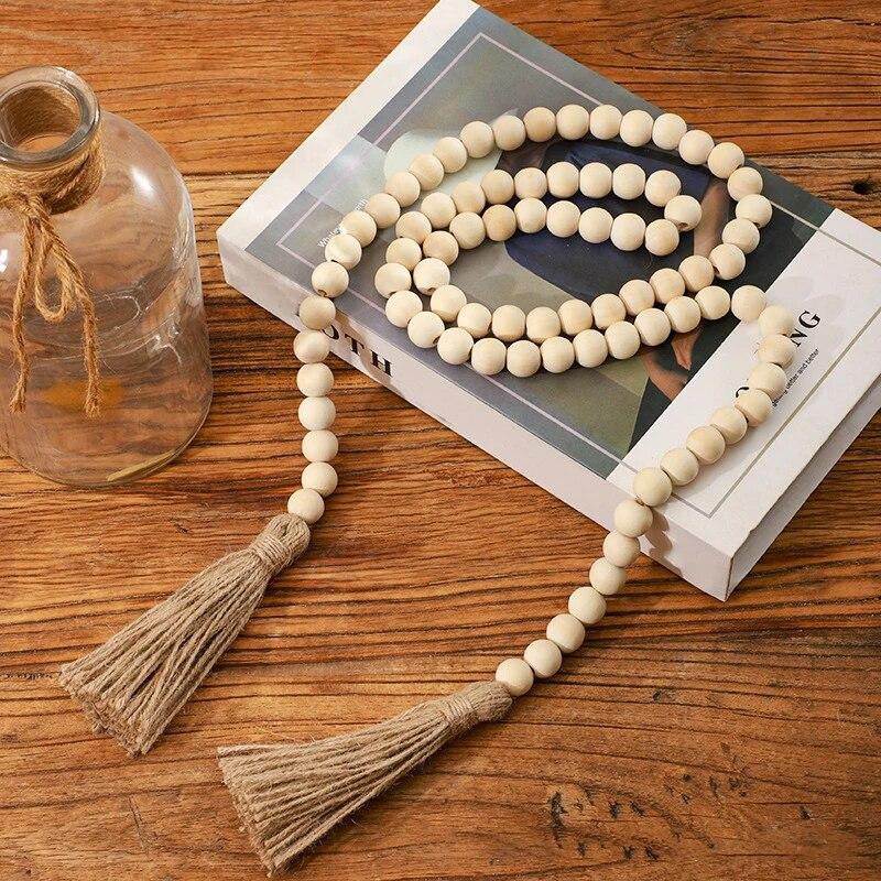 1 Stück Dekorative Perlenkordel Quaste Strang, Naturfarbe Boho Dekorative Wanddeko, Heimdeko Bastelornament, Gotischer Stil, zum Gebet