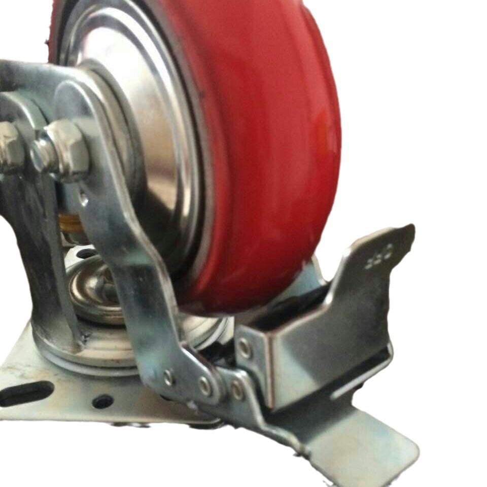 Shock-Absorbing 6-Inch Swivel Caster PU Wheel - Heavy Duty, Vibration Damping, Spring-Loaded Steering Wheel for Industrial Use