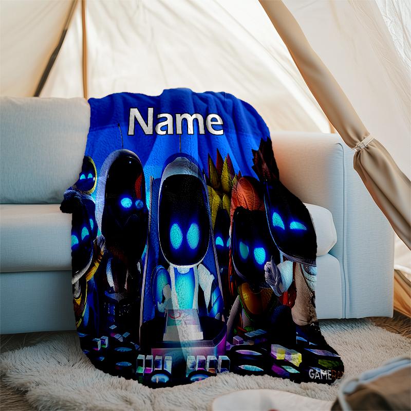 Personalized Custom Name Blanket - Astro Bot Print Design,Blanket for Sofa,Bed,Travel,Camping - Soft and Warm, Great Gift
